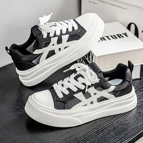 Giày Thể Thao Nam Basic Style Hottrend - Giày Thể Thao Thời Trang PU Da Nhân Tạo, Màu Xám Đen, Kích Thước 39-44