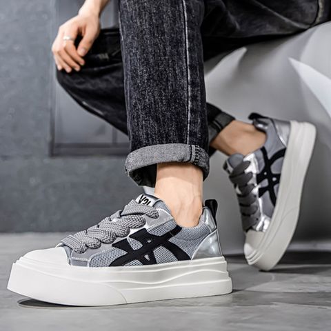 Giày Thể Thao Nam Basic Style Hottrend - Giày Thể Thao Thời Trang PU Da Nhân Tạo, Màu Xám Đen, Kích Thước 39-44