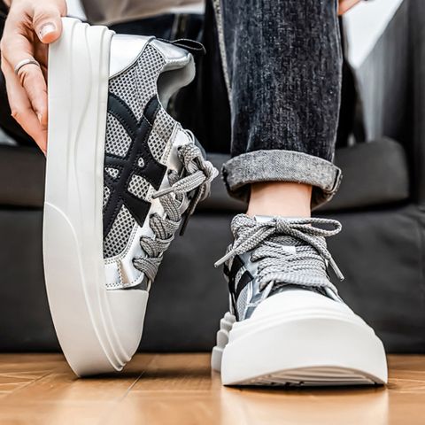 Giày Thể Thao Nam Basic Style Hottrend - Giày Sneakers Đen Xám, Da Nhân Tạo PU, Phong Cách Thời Trang, Kích Thước 39-44
