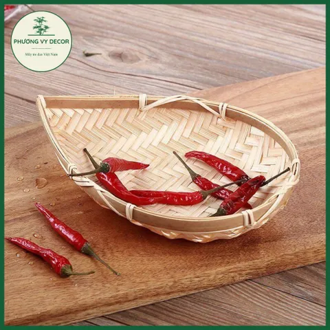 Mẹt tre hình lá trang trí đồ ăn - Đĩa đựng hạt, gia vị, phụ kiện chụp ảnh - Sản phẩm an toàn sức khỏe, kích thước đa dạng