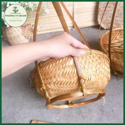 Quang Gánh Tre Trang Trí Tết - Rổ Đựng Hoa Quả Thủ Công, Phụ Kiện Chụp Ảnh, Đồ Trang Trí Độc Đáo Nhiều Kích Thước