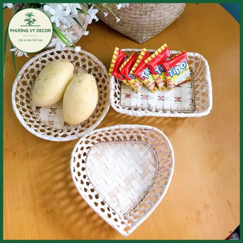 Đĩa Tre Trang Trí Hình Elip & Trái Tim - Đựng Bánh Kẹo, Hạt - Thủ Công Nghệ Thuật Từ Tre Tự Nhiên - Phương Vy Decor