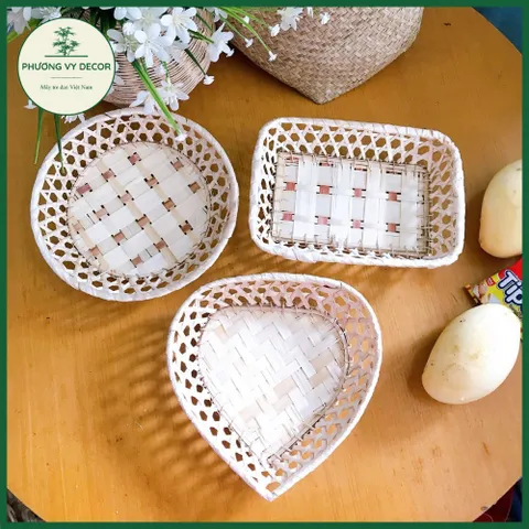 Đĩa Tre Trang Trí Hình Elip & Trái Tim - Đựng Bánh Kẹo, Hạt - Thủ Công Nghệ Thuật Từ Tre Tự Nhiên - Phương Vy Decor