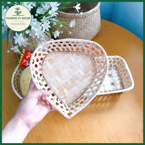 Đĩa Tre Trang Trí Hình Elip & Trái Tim - Đựng Bánh Kẹo, Hạt - Thủ Công Nghệ Thuật Từ Tre Tự Nhiên - Phương Vy Decor