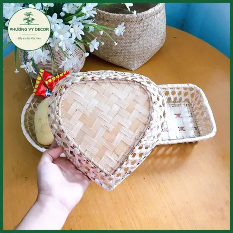 Đĩa Tre Trang Trí Hình Elip & Trái Tim - Đựng Bánh Kẹo, Hạt - Thủ Công Nghệ Thuật Từ Tre Tự Nhiên - Phương Vy Decor