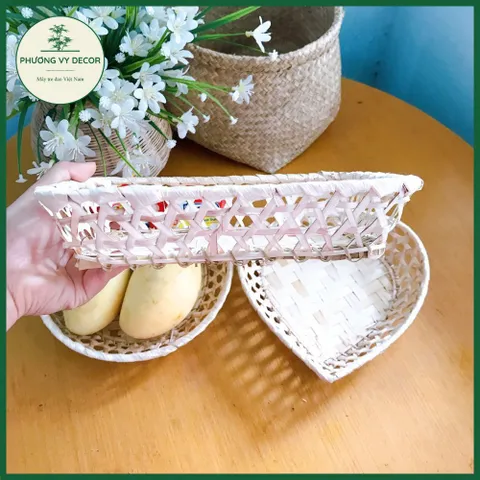 Đĩa Tre Trang Trí Hình Elip & Trái Tim - Đựng Bánh Kẹo, Hạt - Thủ Công Nghệ Thuật Từ Tre Tự Nhiên - Phương Vy Decor