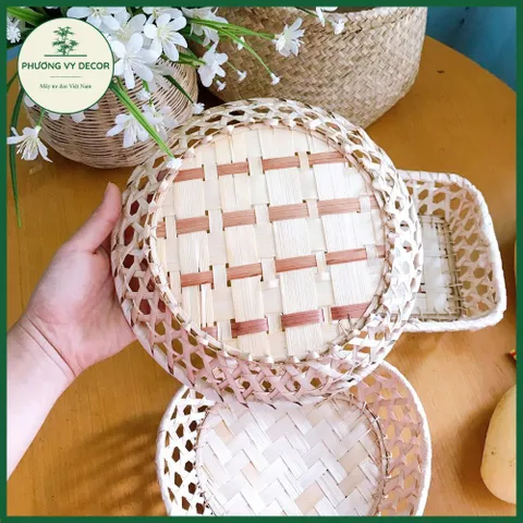 Đĩa Tre Trang Trí Hình Elip & Trái Tim - Đựng Bánh Kẹo, Hạt - Thủ Công Nghệ Thuật Từ Tre Tự Nhiên - Phương Vy Decor
