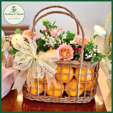Làn Mây Đựng Hoa Quả - Sản Phẩm Trang Trí Tết Thiết Kế Tự Nhiên Nhiều Kích Thước, Đồ Trang Trí Nhà Cửa Thú Vị
