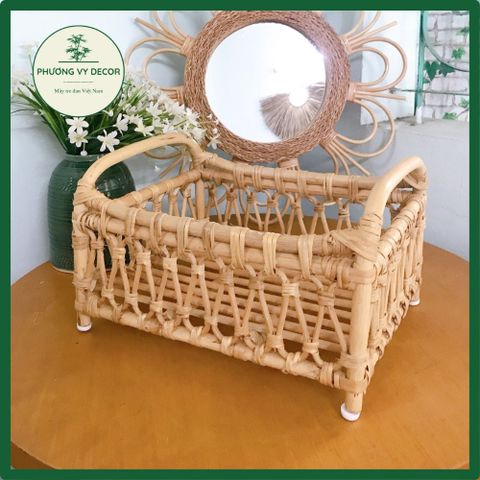 Giường Mây Tre Cho Thú Cưng - Giường Pet Tự Nhiên Xinh Xắn Kích Thước 50x37x29cm - Sản Phẩm Trang Trí Chăm Sóc Thú Cưng