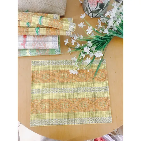 Set 6 Mành Thổ Cẩm Trang Trí Bàn Ăn - Khăn Trải Bàn Tăm Tre Họa Tiết Nhiều Màu Sắc Độc Đáo, Phụ Kiện Trang Trí Nghệ Thuật
