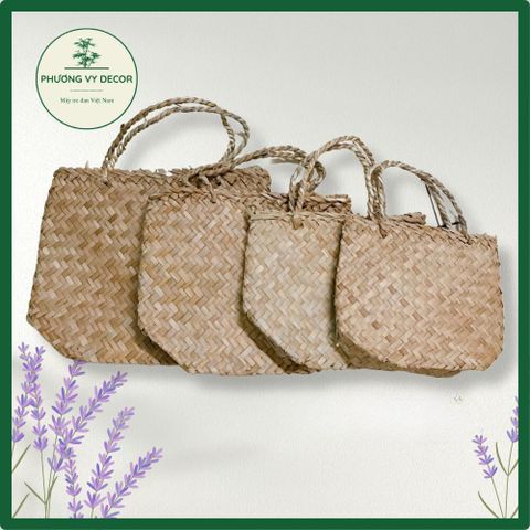 Bị Cói Handmade - Túi Có Quai Giữa Đi Chợ, Trang Trí Decor Nhà Cửa, An Toàn Cho Trẻ Em - Phương Vy Decor