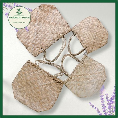 Bị Cói Handmade - Túi Có Quai Giữa Đi Chợ, Trang Trí Decor Nhà Cửa, An Toàn Cho Trẻ Em - Phương Vy Decor