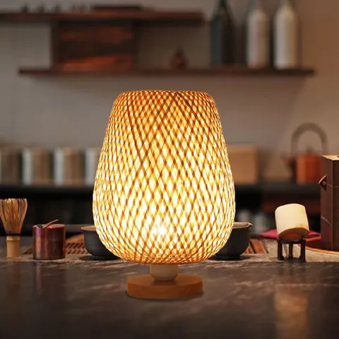 Đế đèn gỗ để bàn có chế độ chỉnh sáng - Đèn ngủ trang trí độc đáo, gần gũi thiên nhiên, Phương Vy Decor