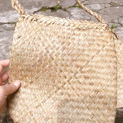 Túi Cói Đựng Đồ Đi Chợ - Bị Cói Handmade Thân Thiện Môi Trường, Trang Trí Độc Đáo, Màu Cói Tự Nhiên