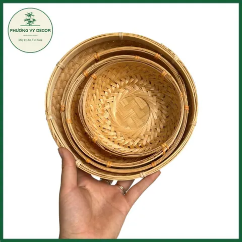 Bộ Thúng Tre Tự Nhiên 4 Kích Thước - Đựng Gia Vị, Bánh Kẹo, Hoa - Trang Trí Đẹp Mắt, Bền Bỉ Từ Phương Vy Decor