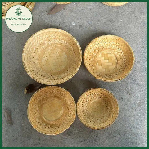 Bộ Thúng Tre Tự Nhiên 4 Kích Thước - Đựng Gia Vị, Bánh Kẹo, Hoa - Trang Trí Đẹp Mắt, Bền Bỉ Từ Phương Vy Decor