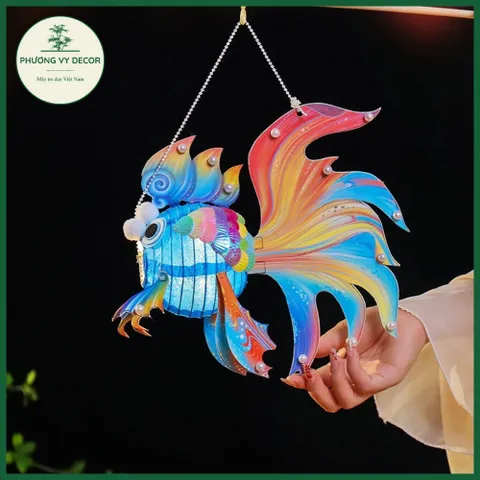 Đèn Lồng Trung Thu Hình Cá Nhiều Màu - Đèn Trang Trí Tết Trung Thu Thủ Công Phương Vy Decor, Cá Koi Phát Sáng Cầm Tay