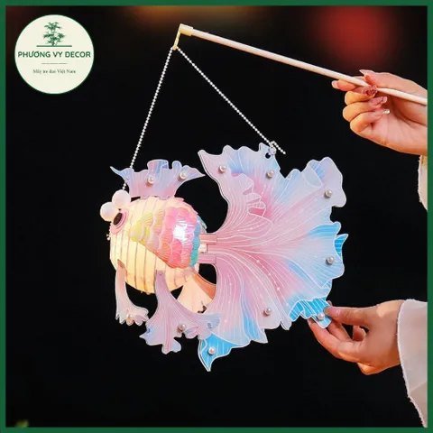 Đèn Lồng Trung Thu Hình Cá Nhiều Màu - Đèn Trang Trí Tết Trung Thu Thủ Công Phương Vy Decor, Cá Koi Phát Sáng Cầm Tay