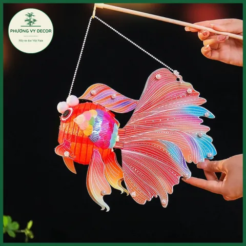 Đèn Lồng Trung Thu Hình Cá Nhiều Màu - Đèn Trang Trí Tết Trung Thu Thủ Công Phương Vy Decor, Cá Koi Phát Sáng Cầm Tay
