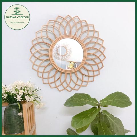 Gương mây decor gương trang điểm treo tường,Gương Mây Decor, Gương Decor Treo Tường hình hoa sen Phương Vy Decor