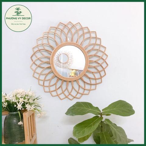 Gương mây decor gương trang điểm treo tường,Gương Mây Decor, Gương Decor Treo Tường hình hoa sen Phương Vy Decor