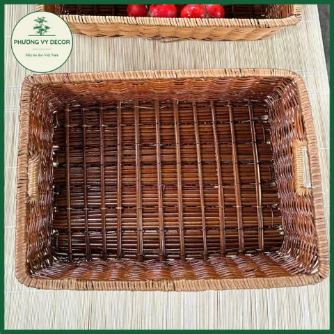 Giỏ Mây Để Trái Cây và Trang Trí Đa Năng - Khay Mây Phương Vy Decor, Kích Thước 37x27x10cm, Chất Liệu Mây Tự Nhiên