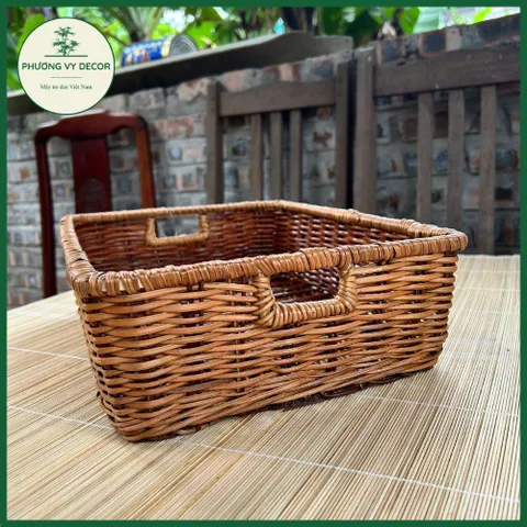 Giỏ Mây Để Trái Cây và Trang Trí Đa Năng - Khay Mây Phương Vy Decor, Kích Thước 37x27x10cm, Chất Liệu Mây Tự Nhiên