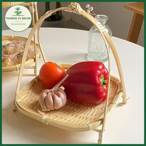 Khay Chia Tầng Mây Tre Đan - Bộ Khay Mẹt Tre Trang Trí Đồ Ăn Thẩm Mỹ, Thân Thiện và Tiện Dụng cho Bàn Ăn