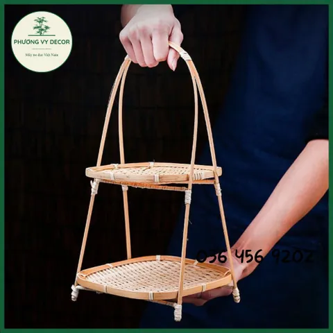 Kệ Mẹt Tre Tròn Nhiều Tầng - Bộ 3 Kệ 1, 2, 3 Tầng Trang Trí Bàn Ăn, Đựng Đồ Ăn, Decor Sự Kiện, Thiết Kế Tự Nhiên