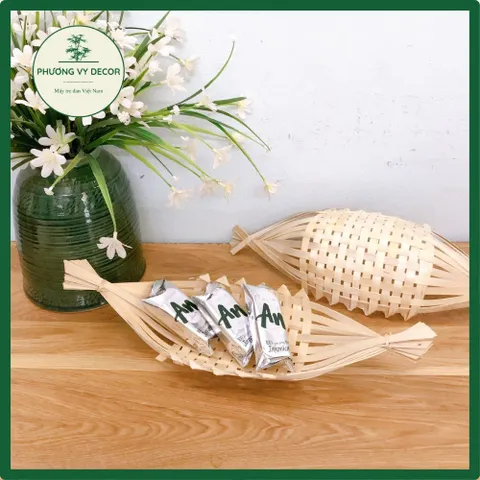 Combo 2 Thuyền Tre Đan Thủ Công - Để Bánh Kẹo, Chụp Ảnh, Decor Sự Kiện - Đồ Chơi Trẻ Em Độc Đáo Phương Vy Decor