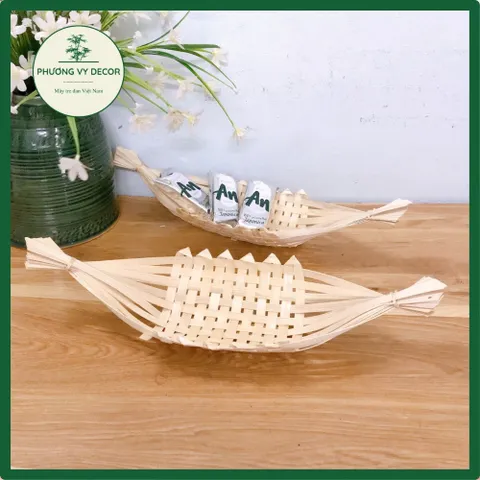 Combo 2 Thuyền Tre Đan Thủ Công - Để Bánh Kẹo, Chụp Ảnh, Decor Sự Kiện - Đồ Chơi Trẻ Em Độc Đáo Phương Vy Decor