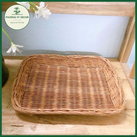Khay Mây Tre Đan Cao Cấp - Khay Đựng Đồ Trang Trí Bàn, Trà Bánh, Quà Tặng Handmade Từ Nghệ Nhân Việt Nam