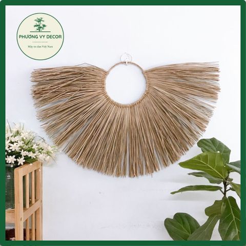Vòng Cói Trang Trí Tường Phong Cách Mộc Mạc - Decor Nhà Hàng, Homestay & Khách Sạn - Phương Vy Decor 55cm x 85cm