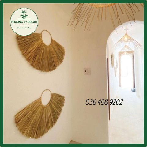 Vòng Cói Trang Trí Tường Phong Cách Mộc Mạc - Decor Nhà Hàng, Homestay & Khách Sạn - Phương Vy Decor 55cm x 85cm