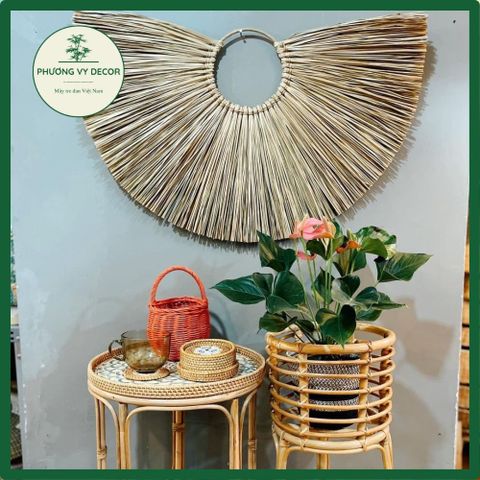Vòng Cói Trang Trí Tường Phong Cách Mộc Mạc - Decor Nhà Hàng, Homestay & Khách Sạn - Phương Vy Decor 55cm x 85cm