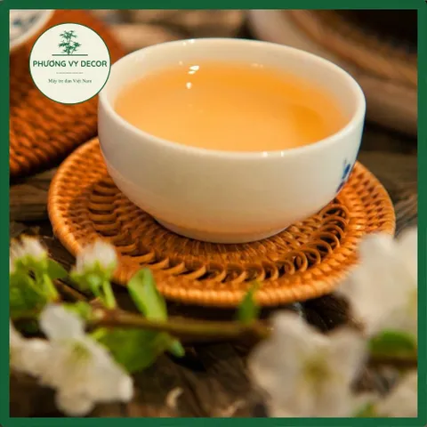 Lót Ly Handmade Bằng Mây Tre Đan Kết Hợp Gốm Sứ - Trang Trí Bàn Ăn Cổ Điển, Độc Đáo, Thân Thiện Với Môi Trường