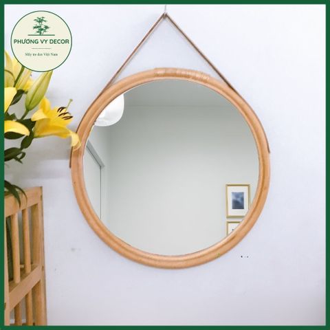 Gương Mây Treo Tường Hình Tròn - Trang Trí Nhà Cửa & Khách Sạn Từ Nguyên Liệu Tự Nhiên, Đường Kính 40cm & 52cm