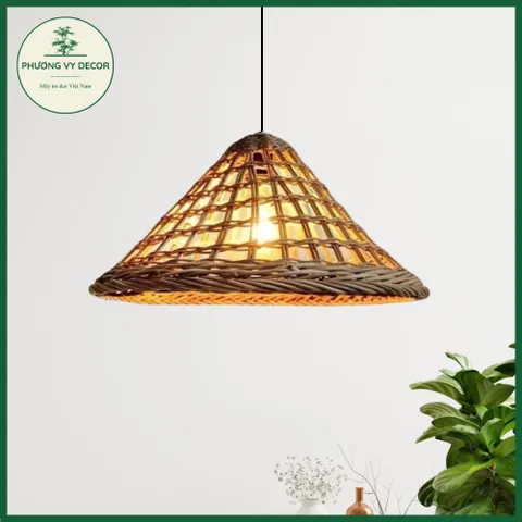 Chao Đèn Mây Hình Nón Đan Thưa - Trang Trí Nhà Cửa, Quán Ăn, Cafe, Sự Kiện - Kiểu Dáng Mộc Mạc, Thân Thiện Với Môi Trường