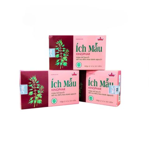 Viên uống Ích Mẫu Kingphar - Hỗ trợ điều hòa kinh nguyệt, tăng cường sức khỏe phụ nữ - Hộp 20 viên