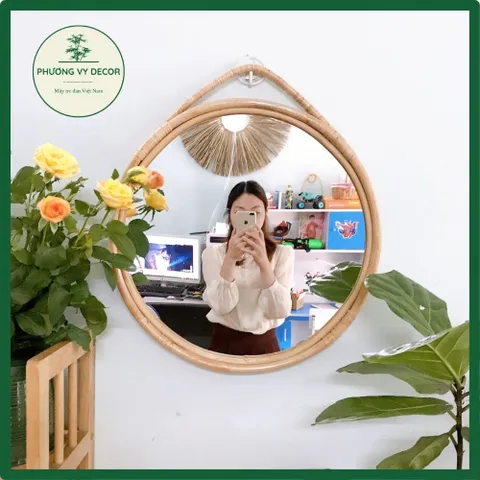 Gương mây tròn song to trang trí nhà cửa, homstay, gương treo tường giá rẻ