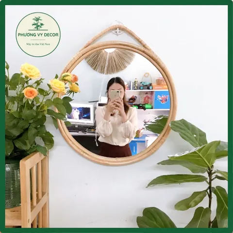 Gương mây tròn song to trang trí nhà cửa, homstay, gương treo tường giá rẻ