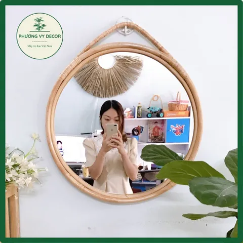 Gương mây tròn song to trang trí nhà cửa, homstay, gương treo tường giá rẻ
