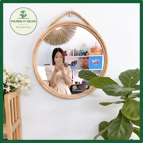 Gương mây tròn song to trang trí nhà cửa, homstay, gương treo tường giá rẻ