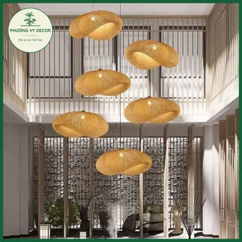 Đèn thả trần mây tre hình đám mây - Trang trí nhà ở, quán cà phê, homestay - Phương Vy Decor, sang trọng và gần gũi thiên nhiên