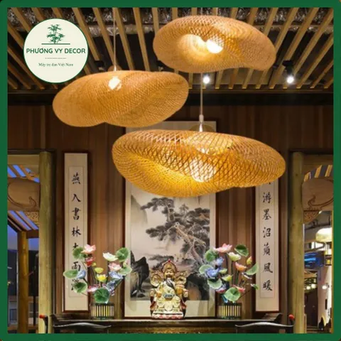 Đèn thả trần mây tre hình đám mây - Trang trí nhà ở, quán cà phê, homestay - Phương Vy Decor, sang trọng và gần gũi thiên nhiên