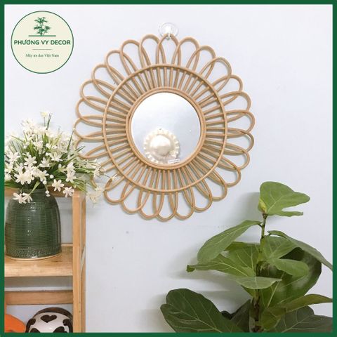 Gương Treo Tường Mây Tre Hình Tròn - Trang Trí Nhà Cửa Sang Trọng, Nhiều Mẫu Xinh Xắn, Đan Thủ Công Từ Tre và Mây
