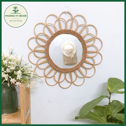Gương Treo Tường Mây Tre Hình Tròn - Trang Trí Nhà Cửa Sang Trọng, Nhiều Mẫu Xinh Xắn, Đan Thủ Công Từ Tre và Mây