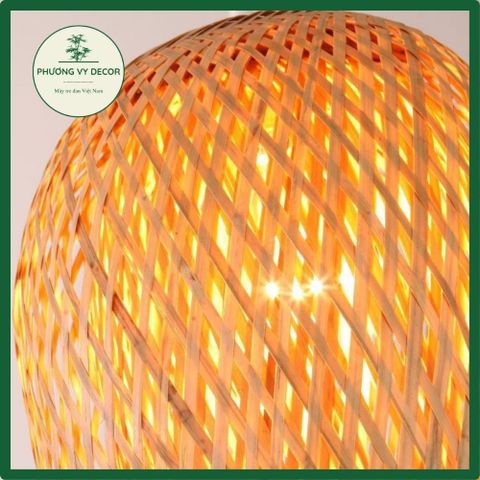 Chao đèn tre hai lớp trang trí - Đèn thả handmade tự nhiên cho phòng khách, phòng ngủ, quán cafe - Phương Vy Decor