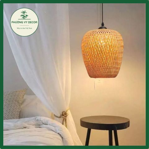 Chao đèn tre hai lớp trang trí - Đèn thả handmade tự nhiên cho phòng khách, phòng ngủ, quán cafe - Phương Vy Decor