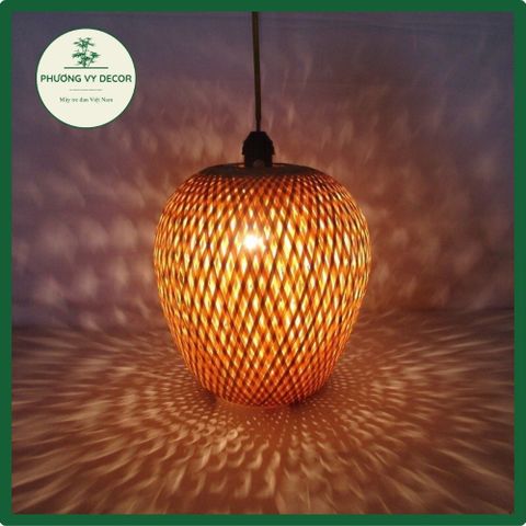 Chao đèn tre hai lớp trang trí - Đèn thả handmade tự nhiên cho phòng khách, phòng ngủ, quán cafe - Phương Vy Decor